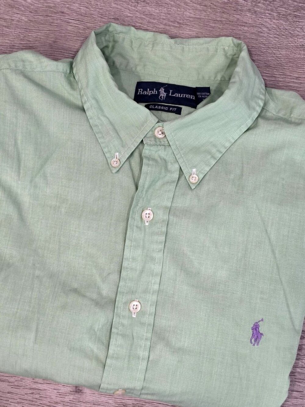 Ralph Lauren Green Button-Down Shirt XXL Classic Fit 100% Cotton Long Sleeve